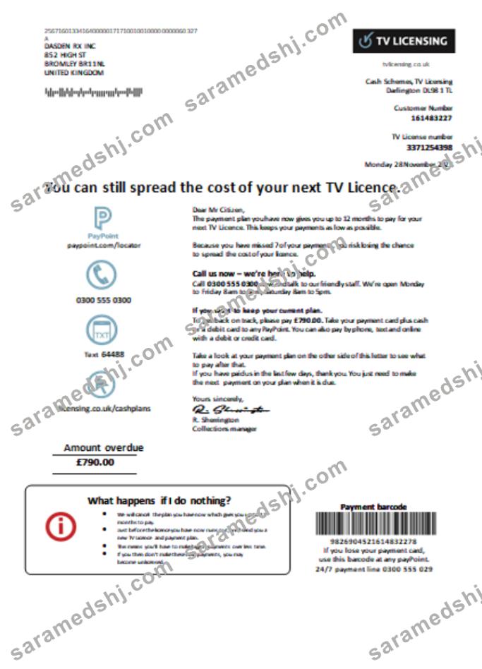 TV Licensing utility business bill,  SCR